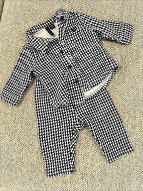 Janie Jack Houndstooth Matching Set Baby 3 Months Like New